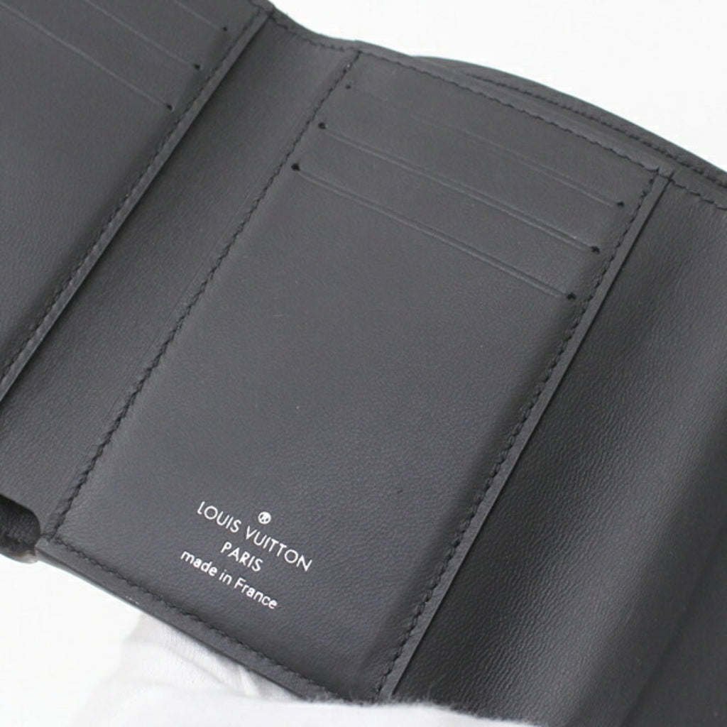 Louis Vuitton Victorine Mahina Tri-fold Wallet in Leather, M82679, Black, Women's, LOUIS VUITTON KM3169