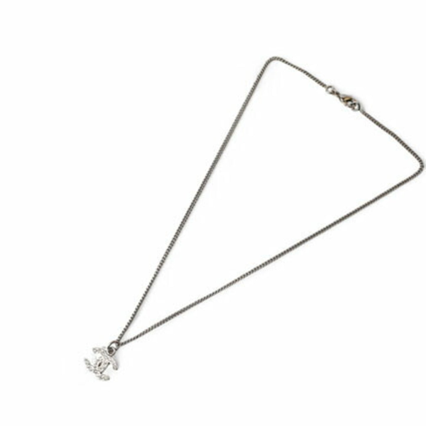 Chanel Necklace Pendant CHANEL Coco Mark CC Rhinestone Silver White A28942 09V