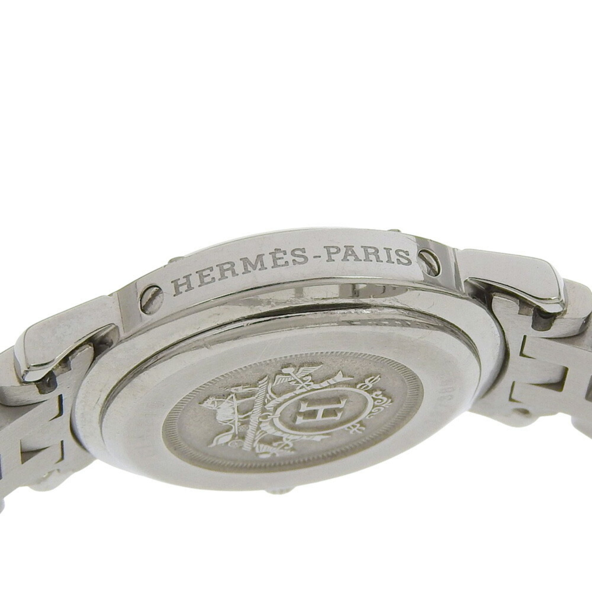 Hermes Clipper Date CL4 210, light blue dial, stainless steel, quartz movement, approximately 24mm, women's watch — Good