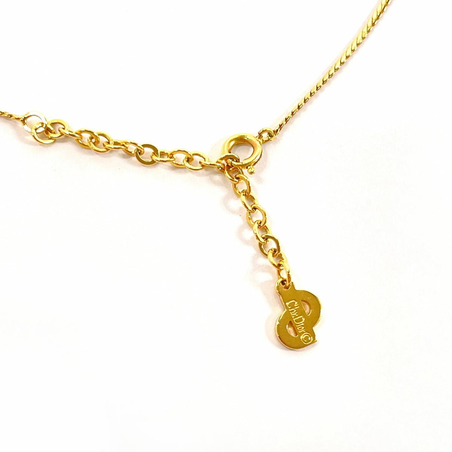 Christian Dior necklace, metal/rhinestone, gold, for women