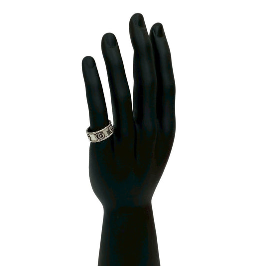 GUCCI Double G Motif Ring, Silver 925, Size 18, Men's, 06578
