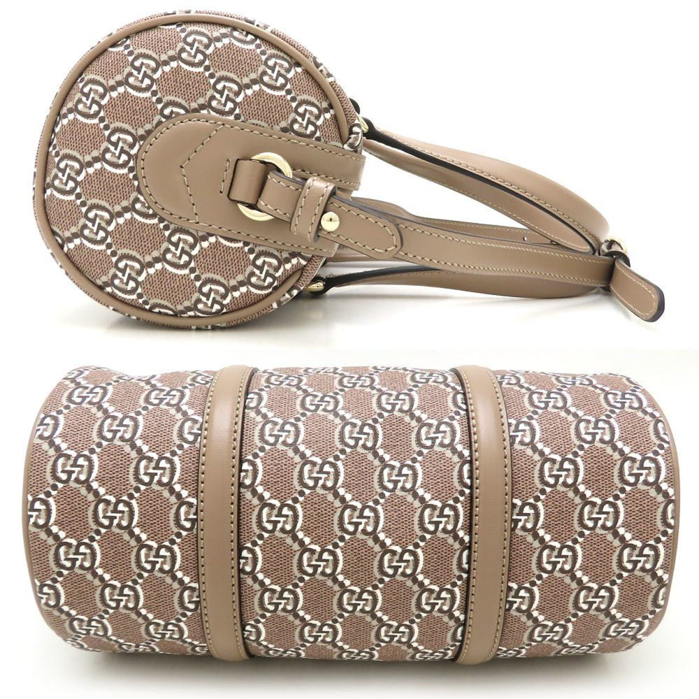 GUCCI 796230 Shoulder Bag GG Shadow 2Way Canvas x Leather Toile Taupe 352524 — Like New