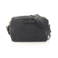 Prada Logo Jacquard Shoulder Bag in Canvas and Leather, Black