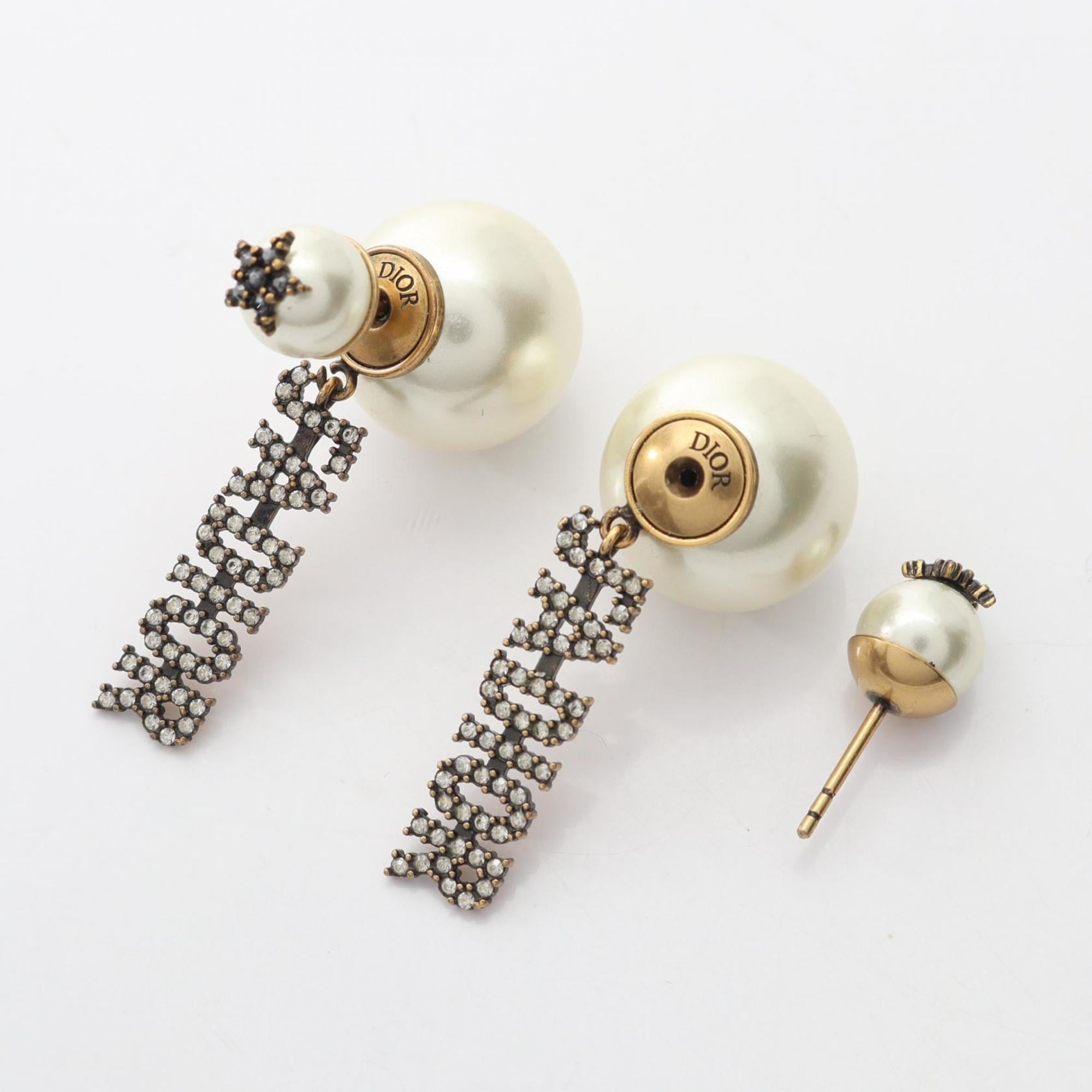 Christian Dior Dior J'ADIOR earrings, gold-plated, with faux pearls and rhinestones, available in gold, white, clear.