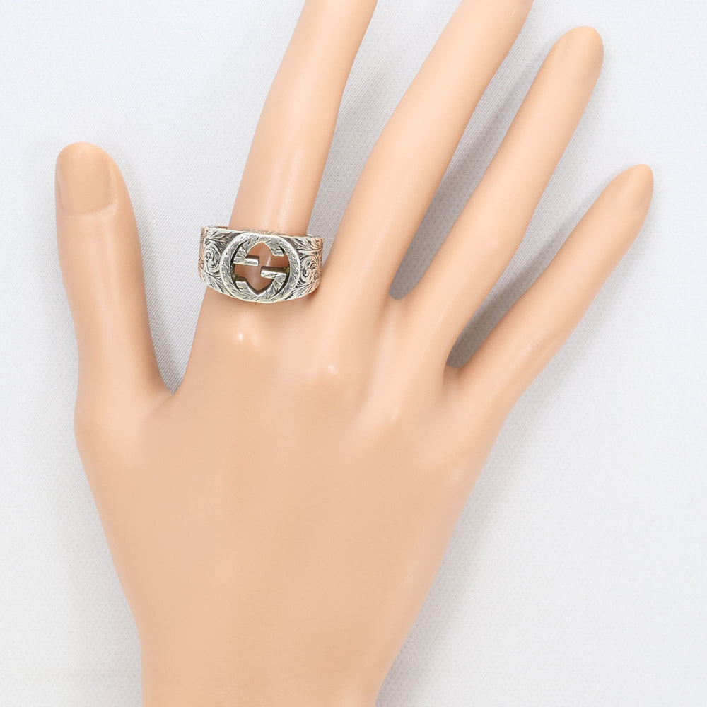 Gucci silver ring with interlocking G arabesque design, total weight 14.0g, jewelry — Like New