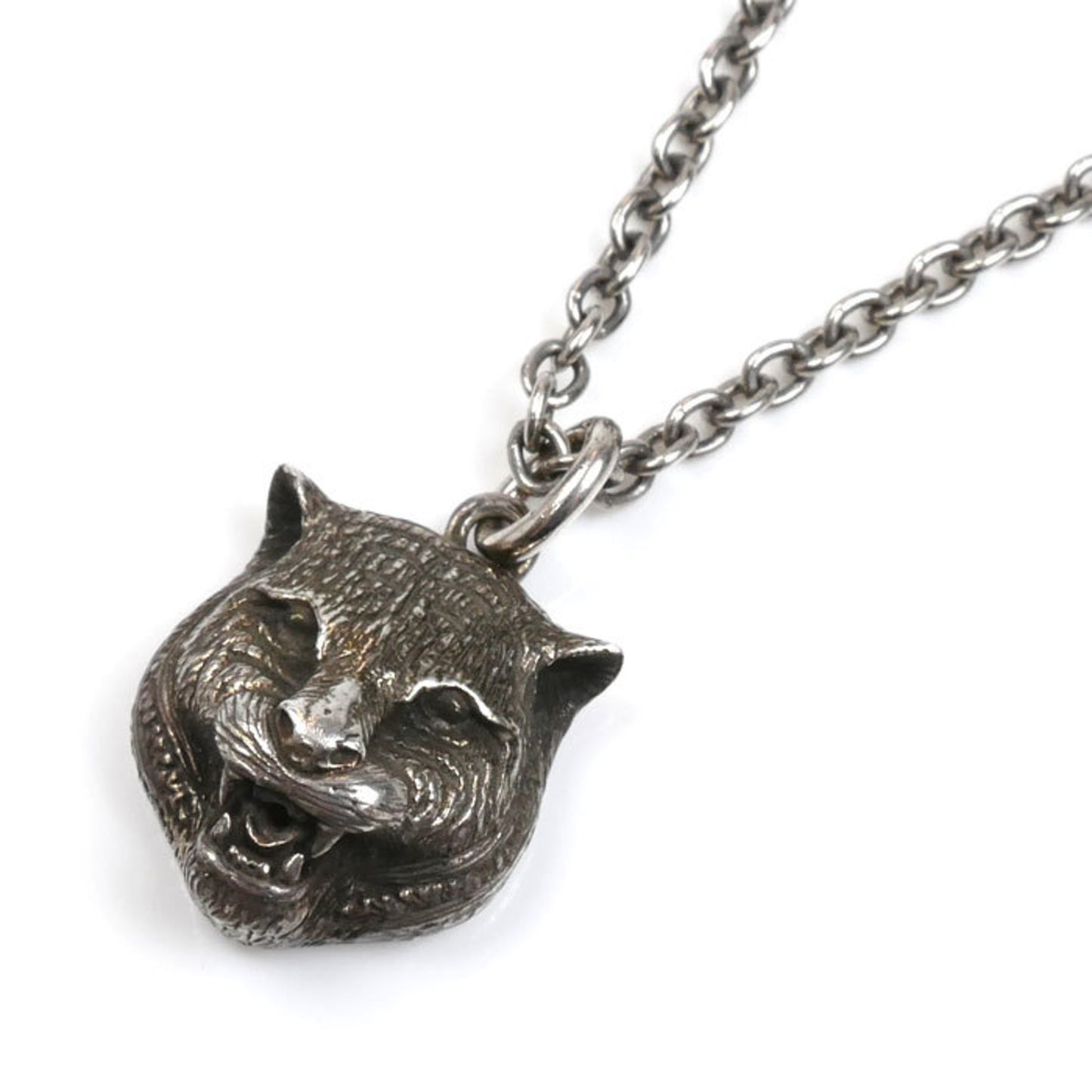 GUCCI Men's Silver 925 Tiger Head Necklace 433608, 17.2g, 60cm