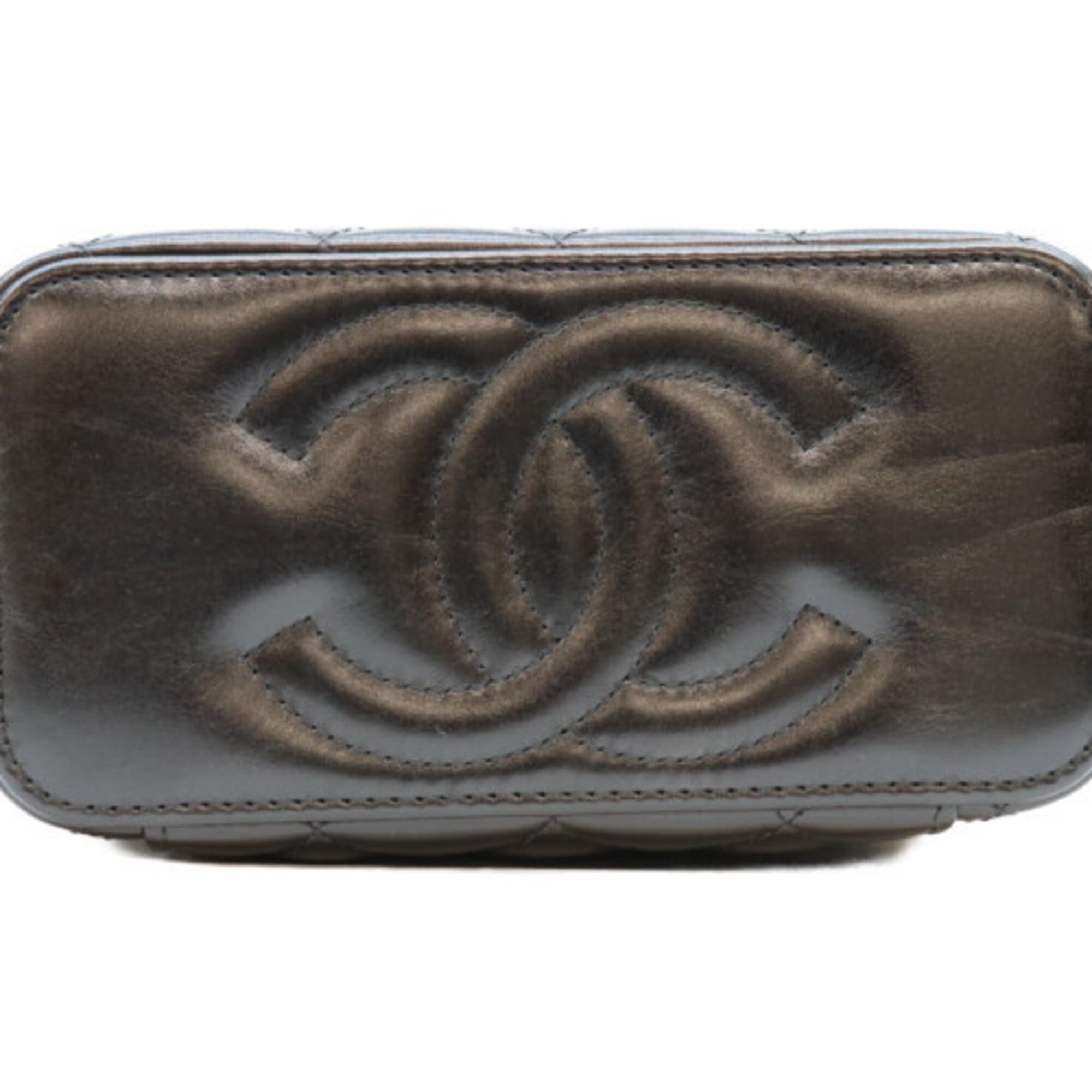 CHANEL AP3243 Black Lambskin Gold Hardware Top Handle 2-Way Vanity Bag Shoulder Women's — Like New