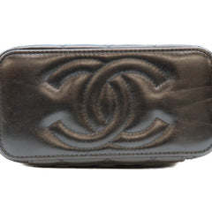 CHANEL AP3243 Black Lambskin Gold Hardware Top Handle 2-Way Vanity Bag Shoulder Women's — Like New