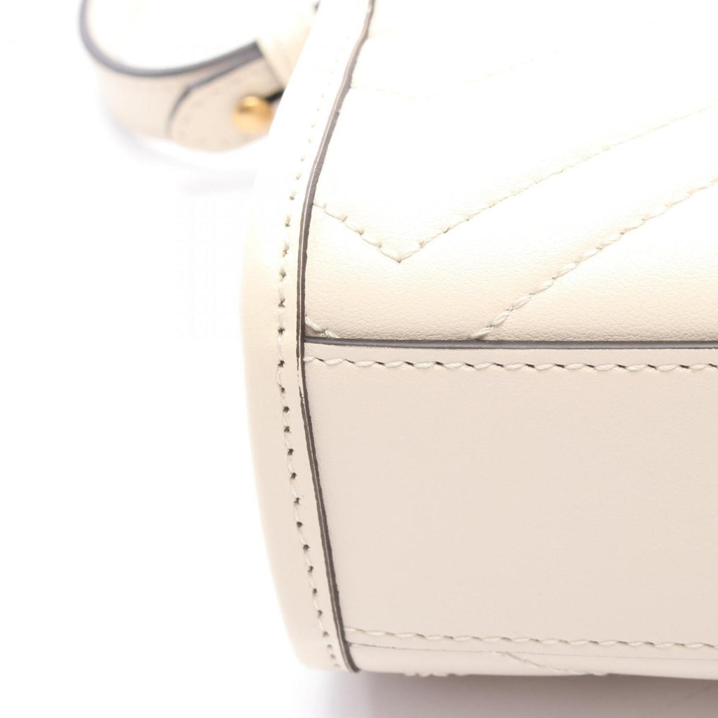 Gucci GG Marmont Handbag, Leather, Women's, White, 696123