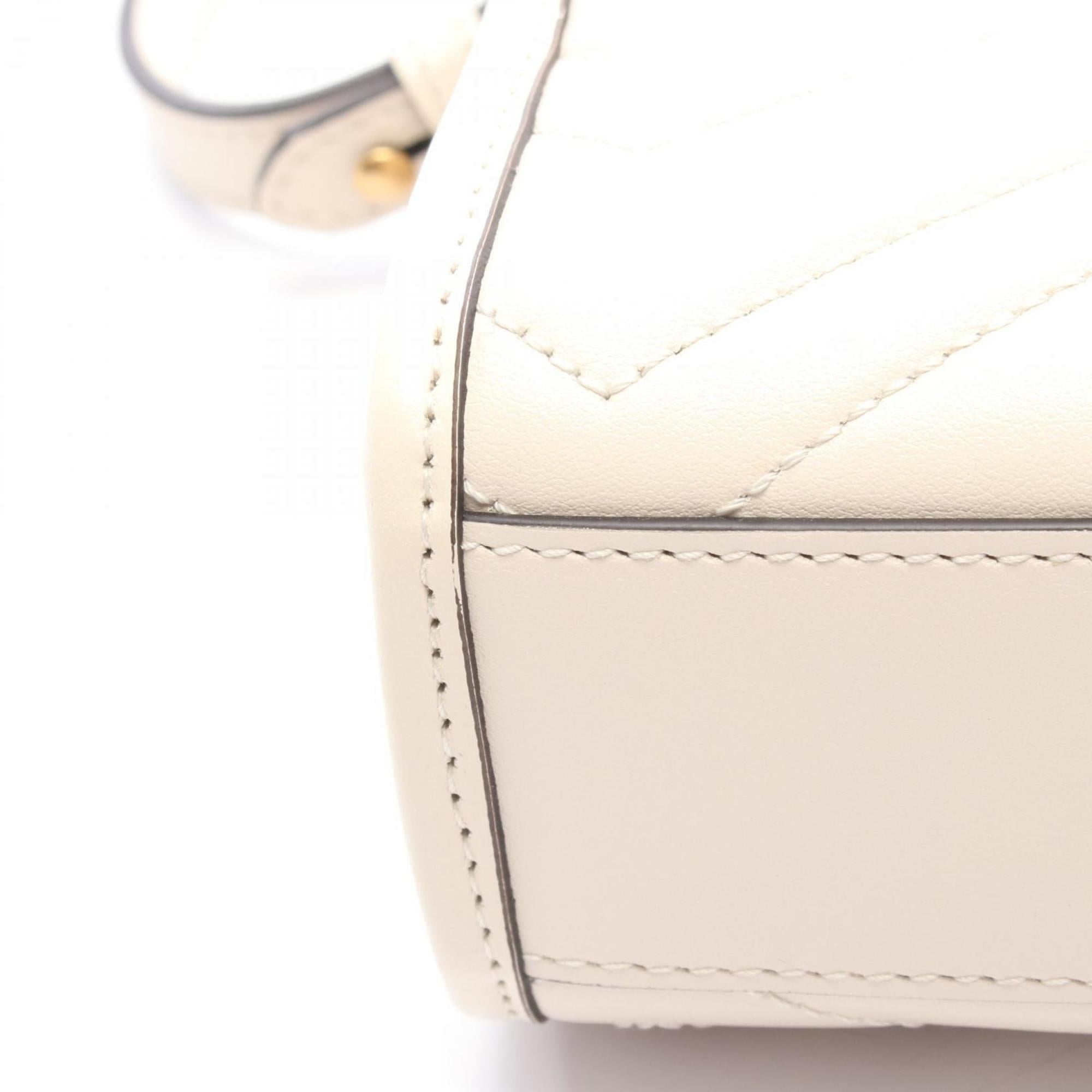 Gucci GG Marmont Handbag, Leather, Women's, White, 696123