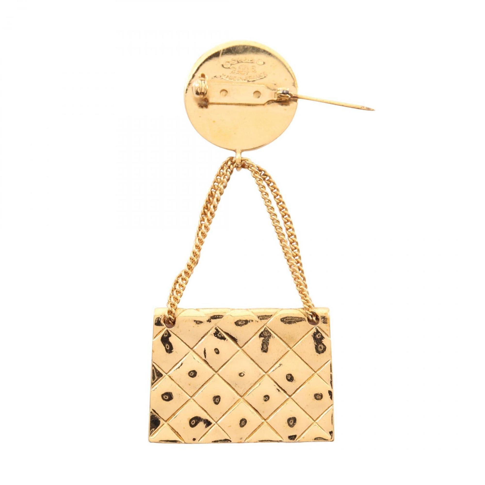 Chanel Coco Mark Back Motif Brooch Accessory, Gold Plated, Women's