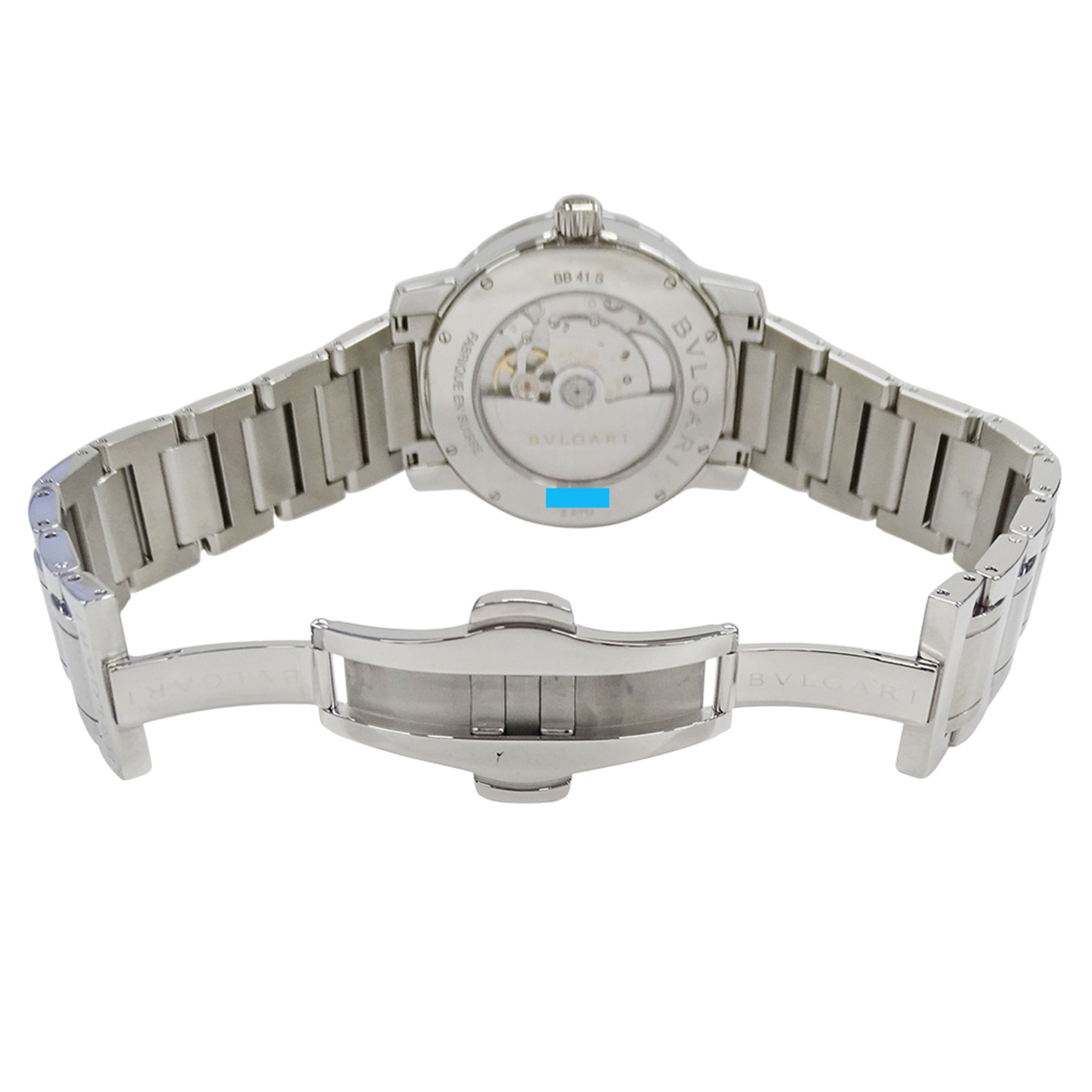 Bulgari BVLGARI Men's Watch, Brand: Date Automatic AT Stainless Steel SS BB41S Silver Black Open Caseback — Good