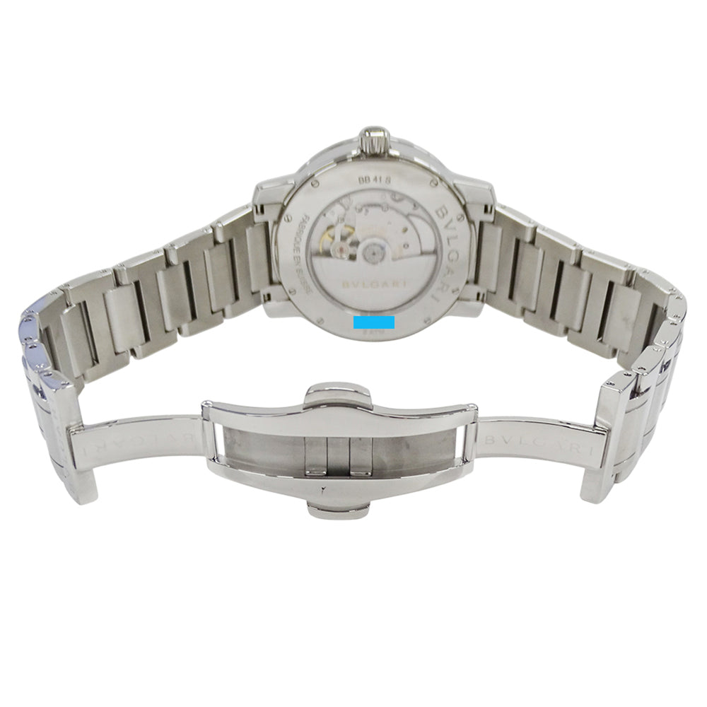 Bulgari BVLGARI Men's Watch, Brand: Date Automatic AT Stainless Steel SS BB41S Silver Black Open Caseback — Good