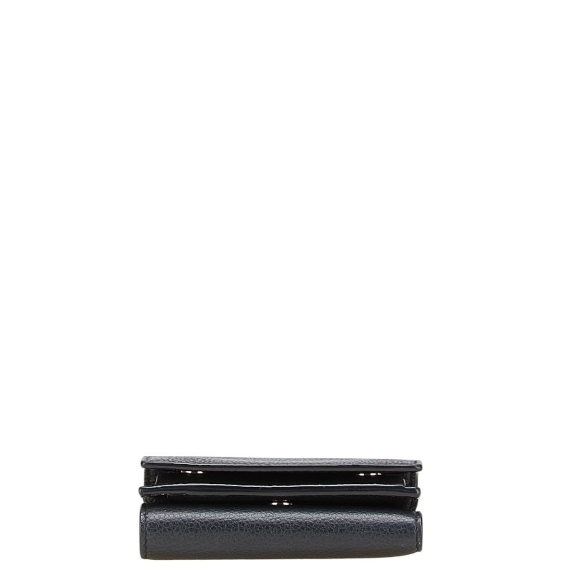 Saint Laurent Tri-fold Compact Wallet Black Leather Women's SAINT LAURENT