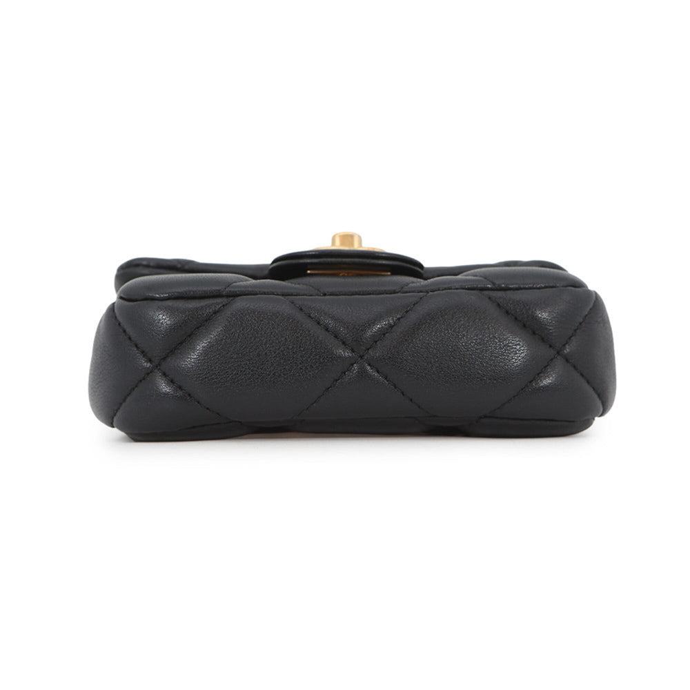 Chanel Chain Shoulder Bag Matelassé Coco Mark Lambskin AP2271 CHANEL Black Handbag Women's — Like New