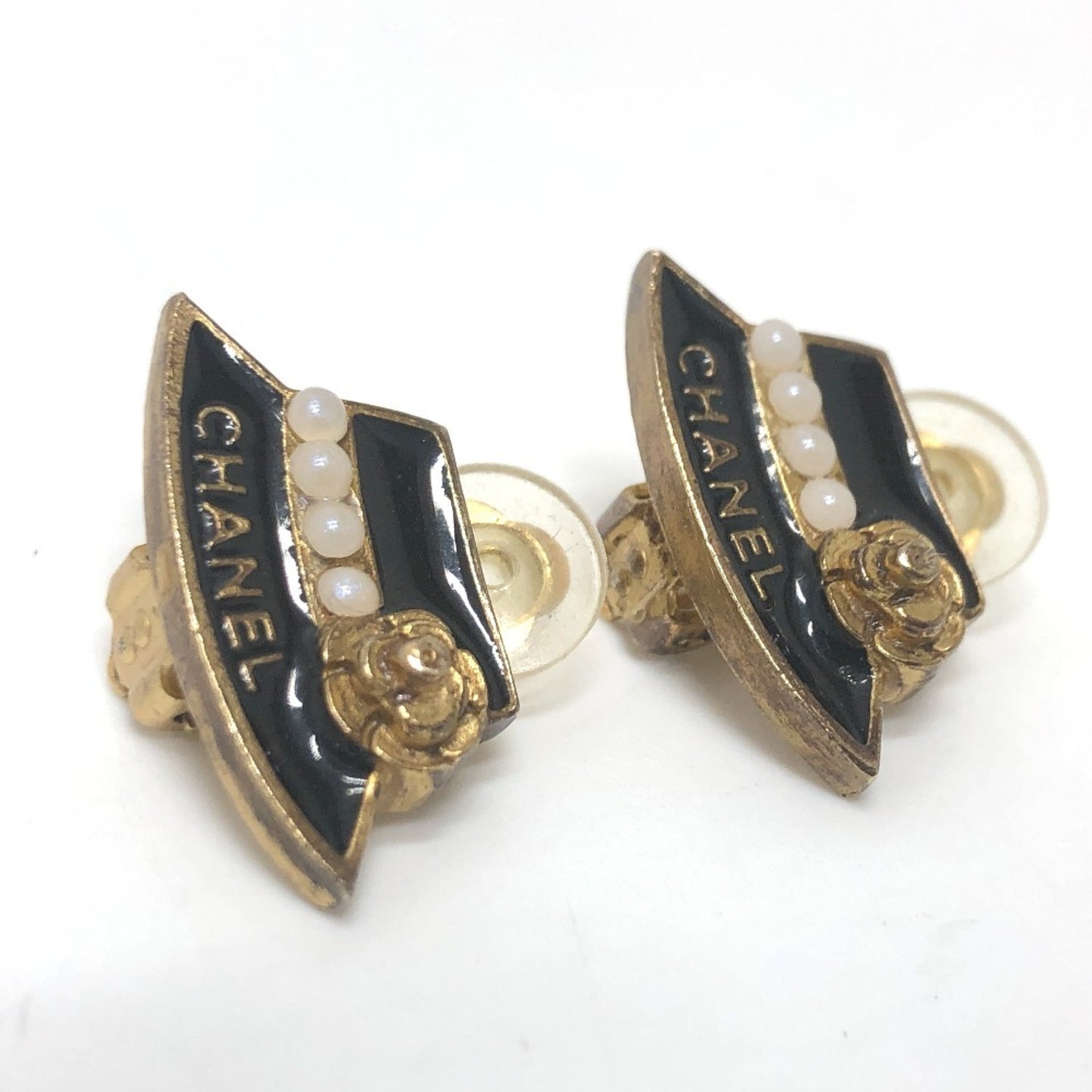 CHANEL Hat Motif 02A Earrings GP Women's Black
