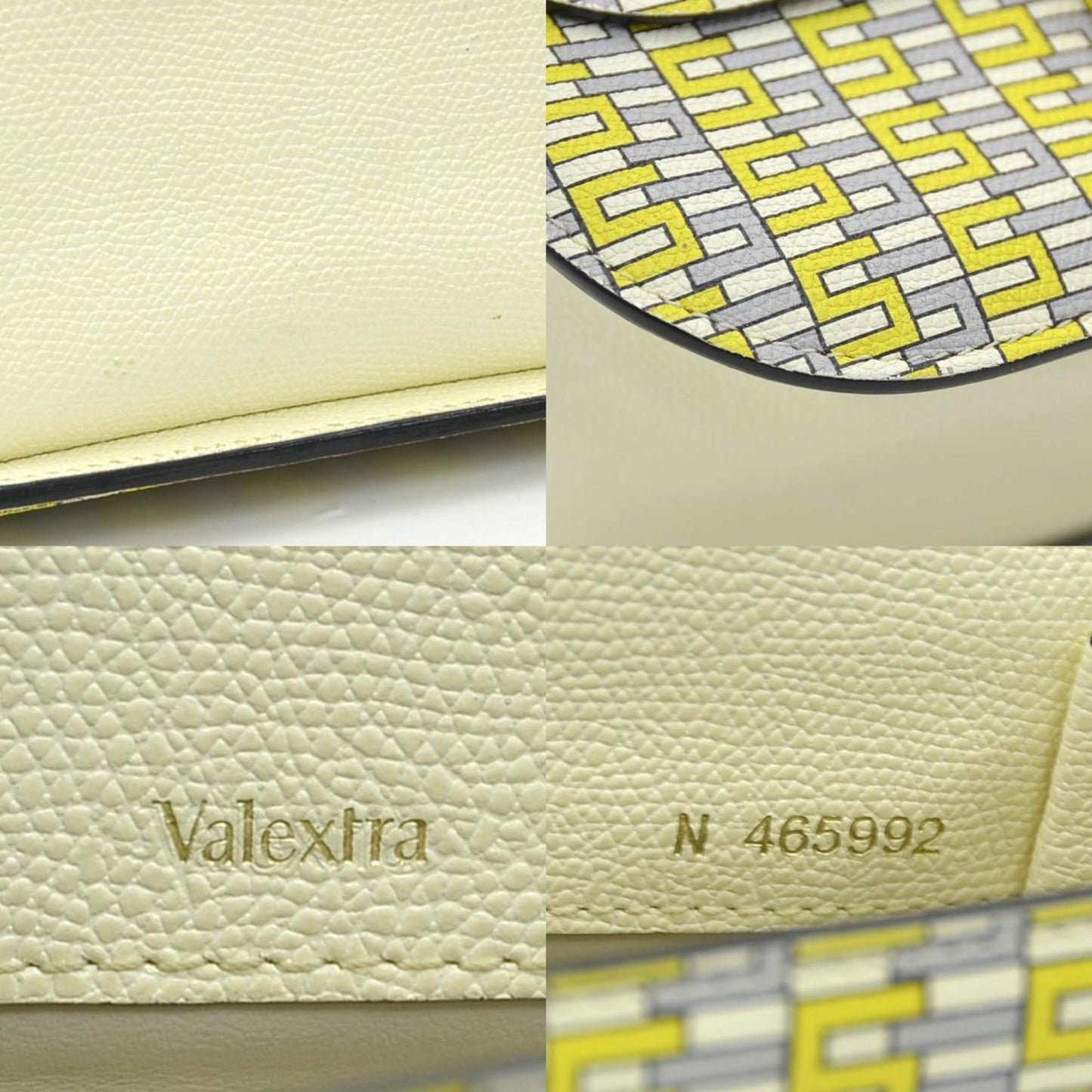 Valextra Iside Crossbody Leather Handbag/Shoulder Bag in Yellow, Gray, and Ivory, Women's, 90174g