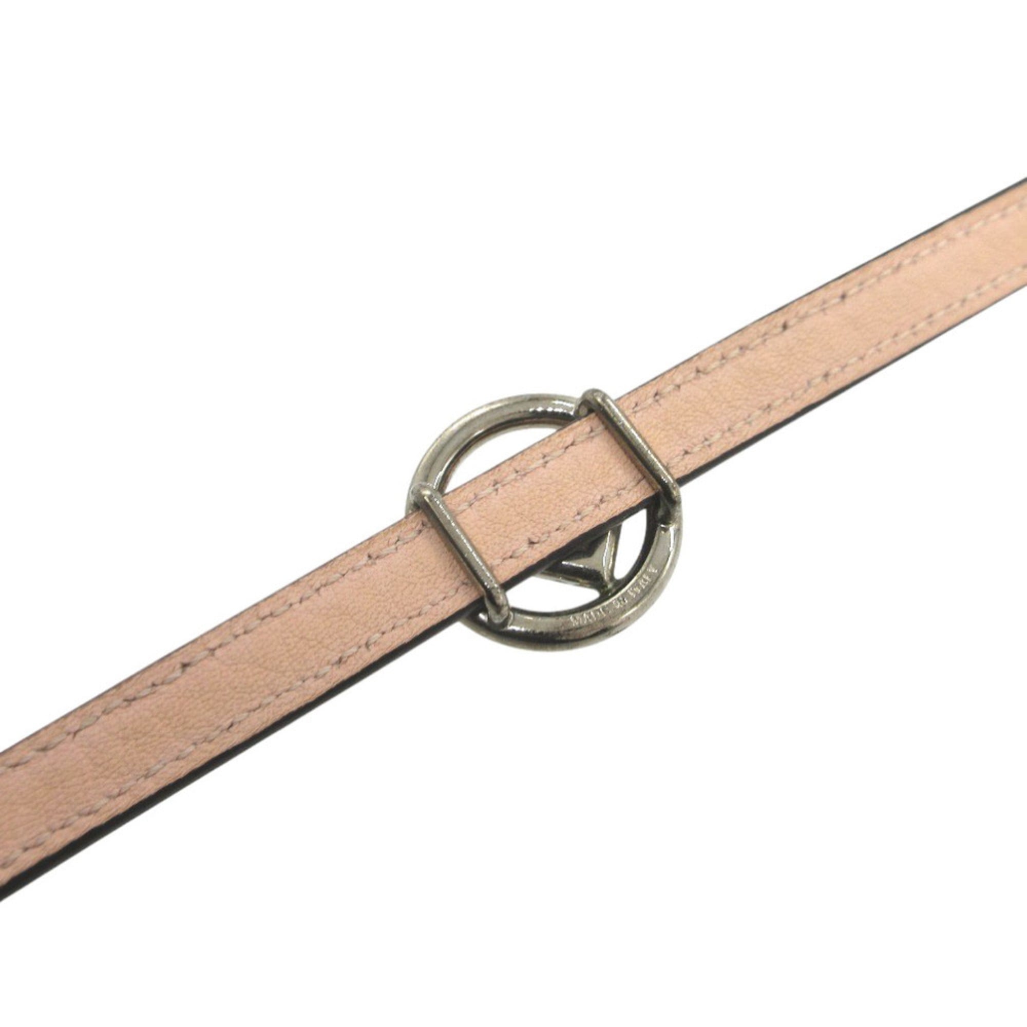 Excellent condition Fendi F is double-strand FF logo bracelet in leather, metal, pink and silver, 0990