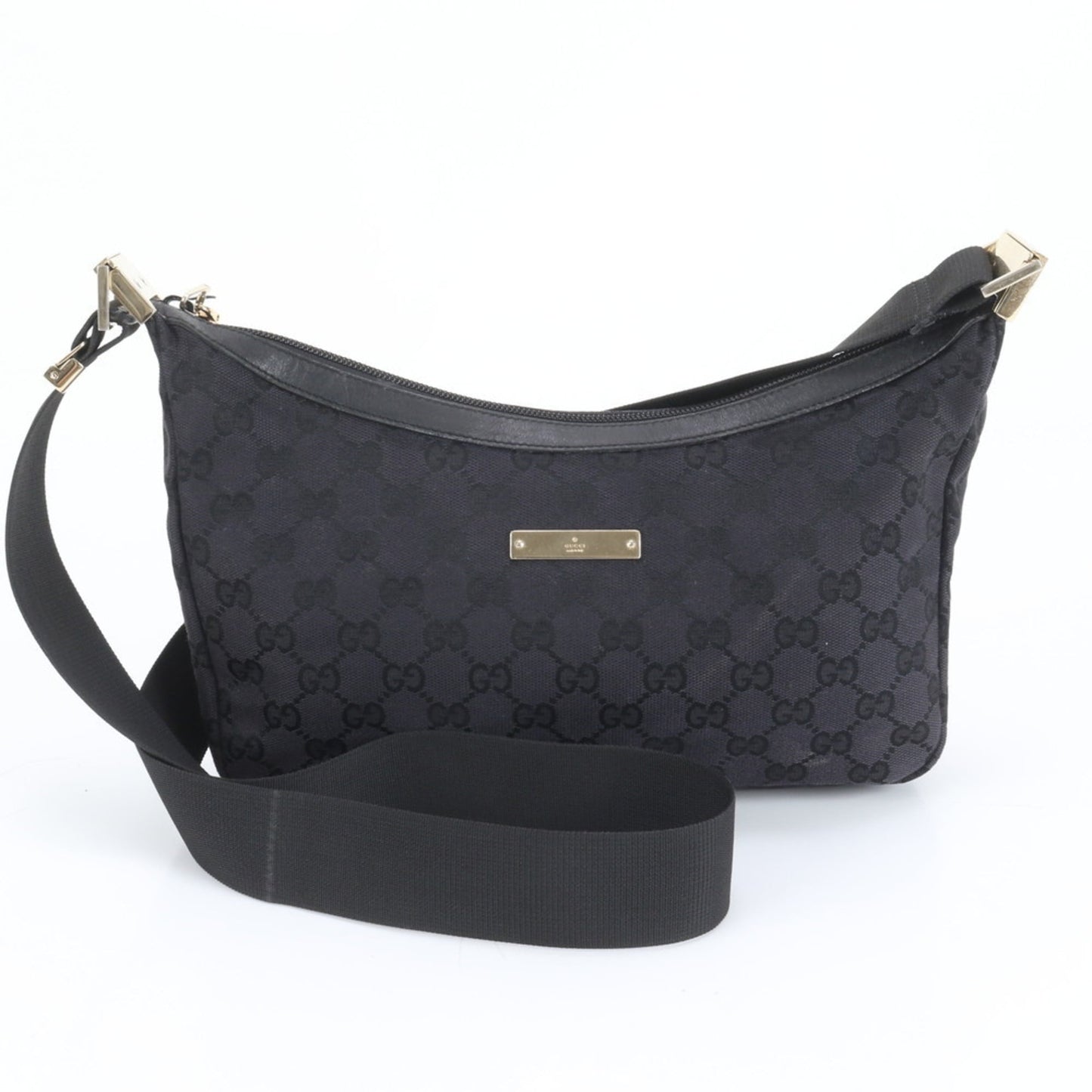 Gucci GG Canvas 019-0433 Leather Shoulder Bag Crossbody Black Women's