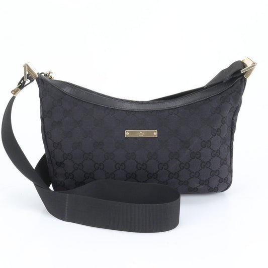 Gucci GG Canvas 019-0433 Leather Shoulder Bag Crossbody Black Women's