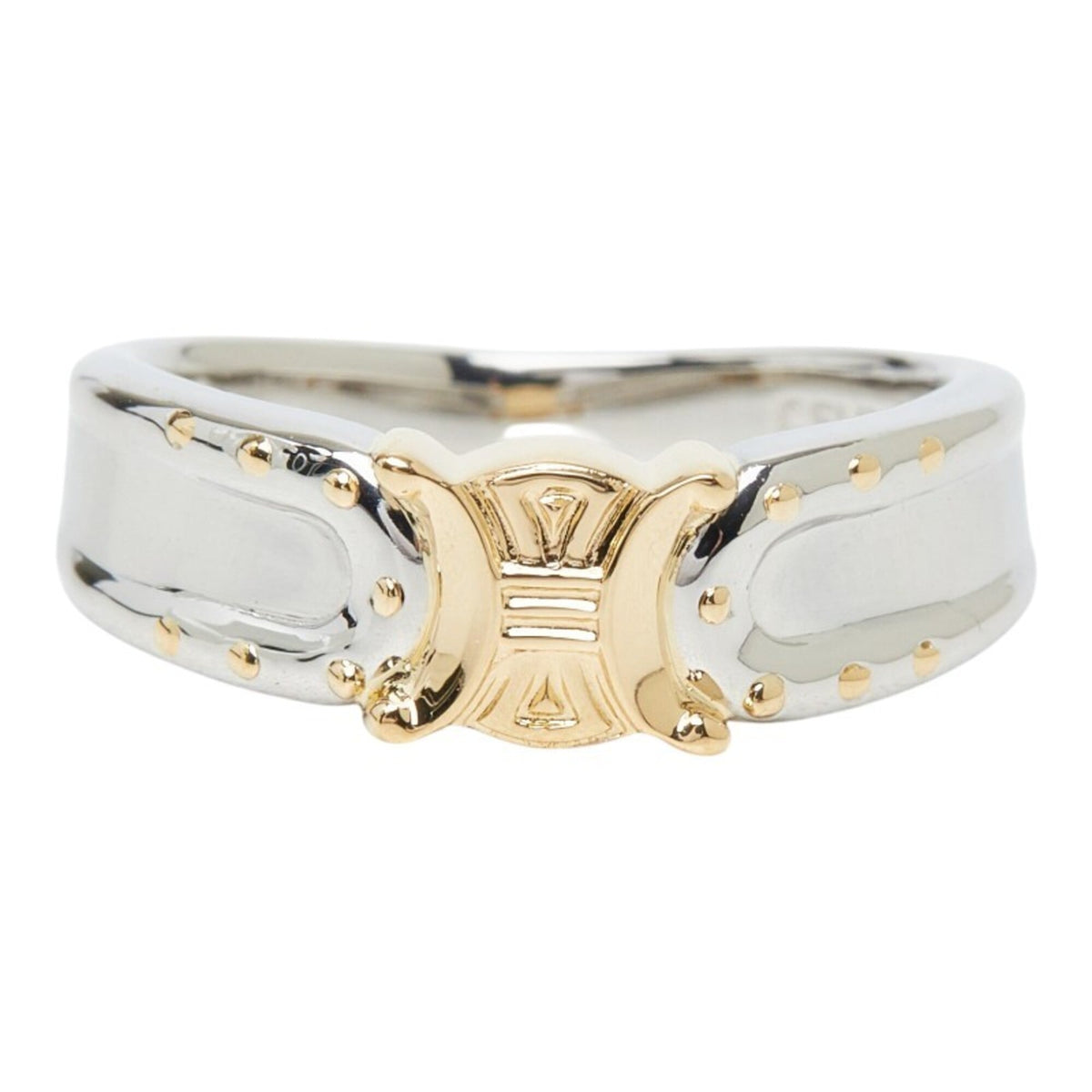 Celine Pt900 Platinum 18KYG Yellow Gold Macadam Logo Design Ring - Women's CELINE 1 — Like New
