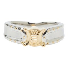 Celine Pt900 Platinum 18KYG Yellow Gold Macadam Logo Design Ring - Women's CELINE 1 — Like New