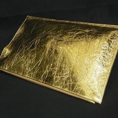 FENDI Clutch Bag Large Flat Pouch 8N0178 Gold Leather Men's Women's Tassel — New - Store Return