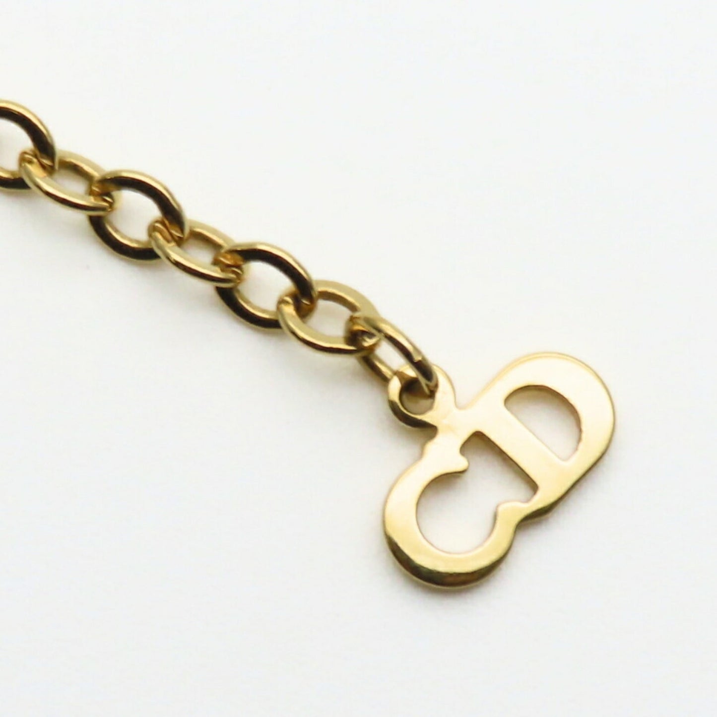 Christian Dior Necklace, Metal, Rhinestone, Gold Plated, GP, Women's,