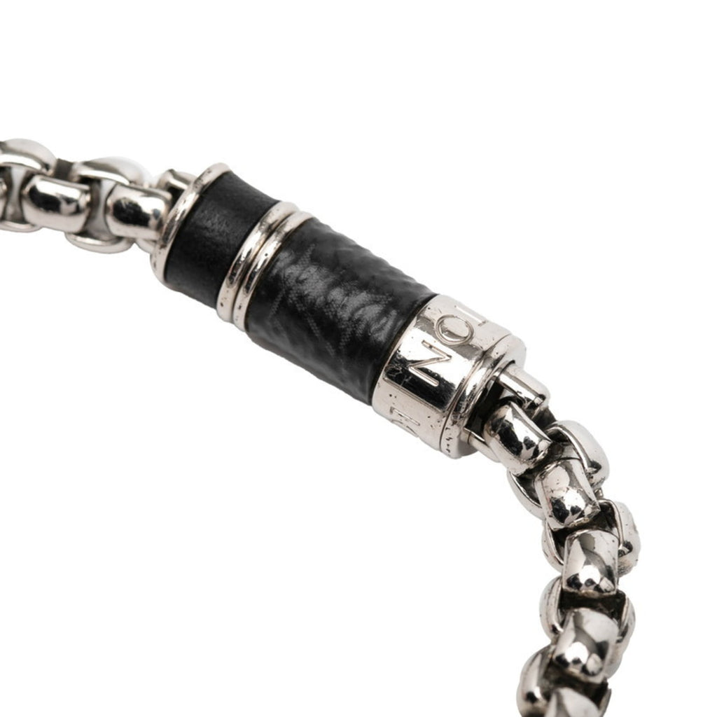 Louis Vuitton Monogram Eclipse Bracelet Chain M62592 Silver and Black Metal Men's LOUIS VUITTON