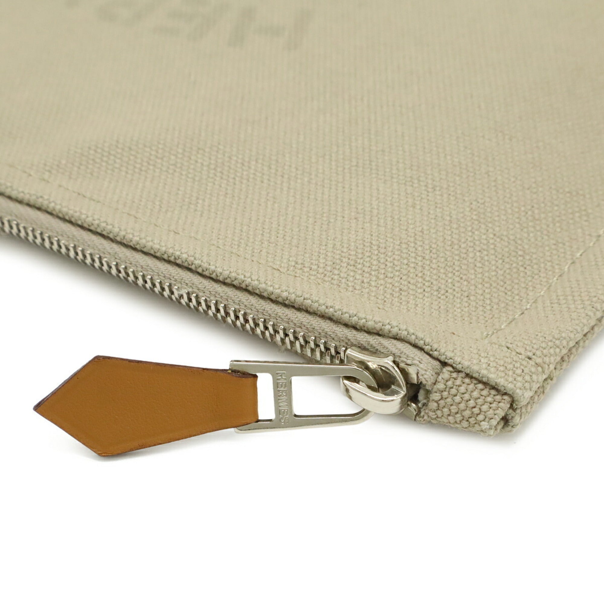 HERMES New Yachting PM Flat Pouch Handbag Canvas Leather Sand Beige — New - Store Return
