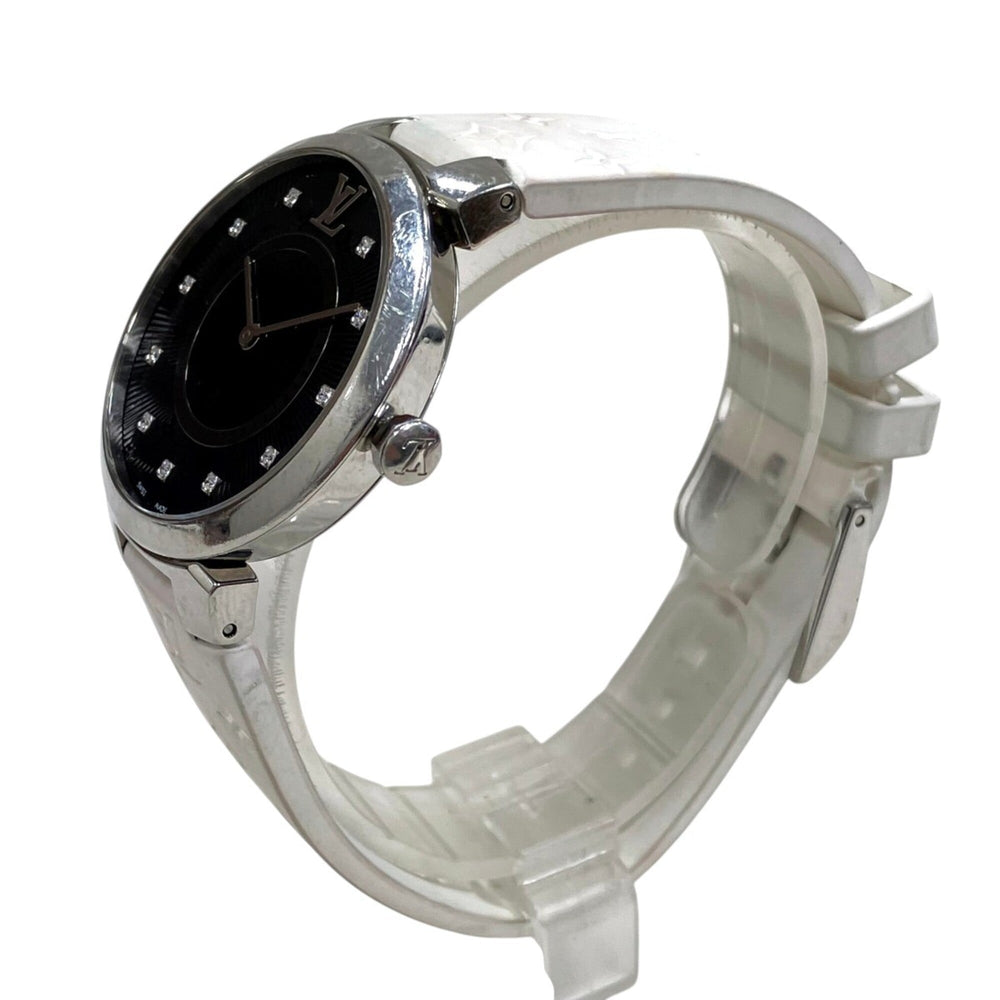 Louis Vuitton Tambour Slim Watch, Total Weight 51g, Stainless Steel, Rubber Strap, Quartz Movement, Black Dial, QA144 — Good