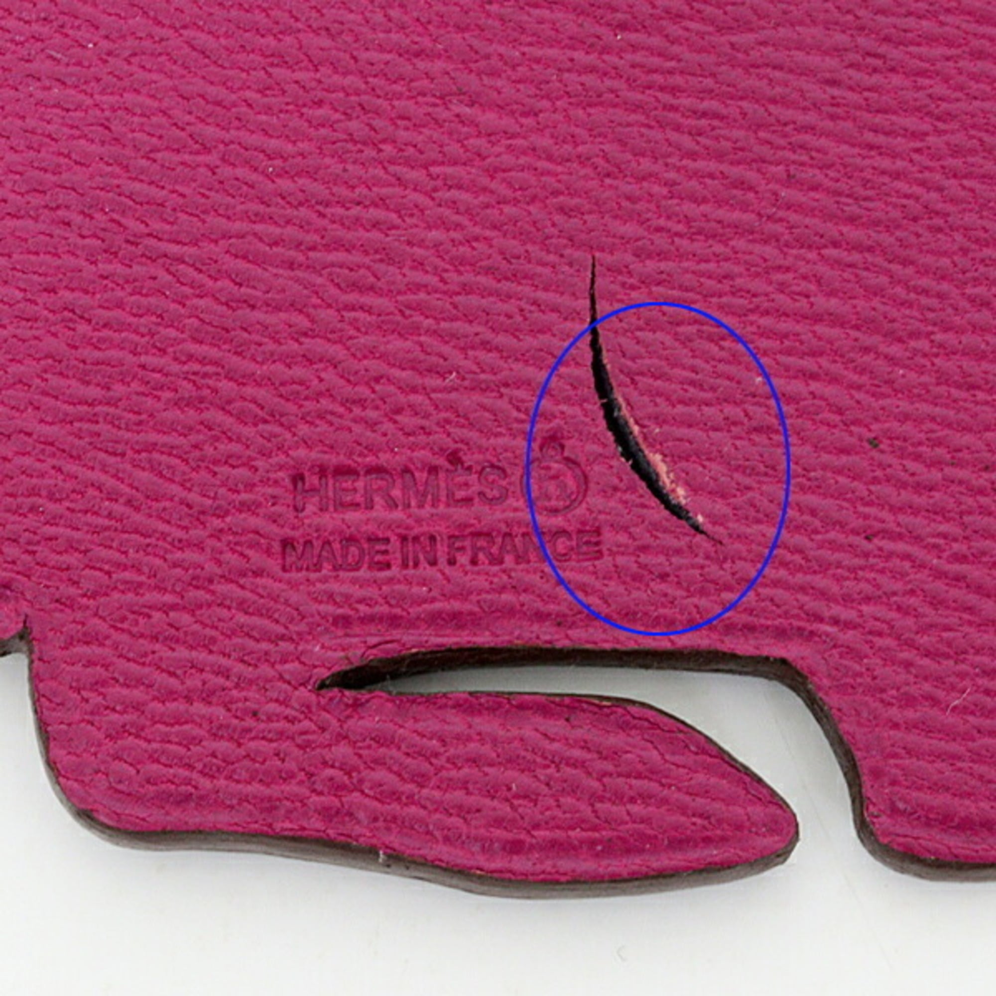 Hermes Petit H charm, rabbit design, Togo leather, Chevre Mysore, purple and black — Like New