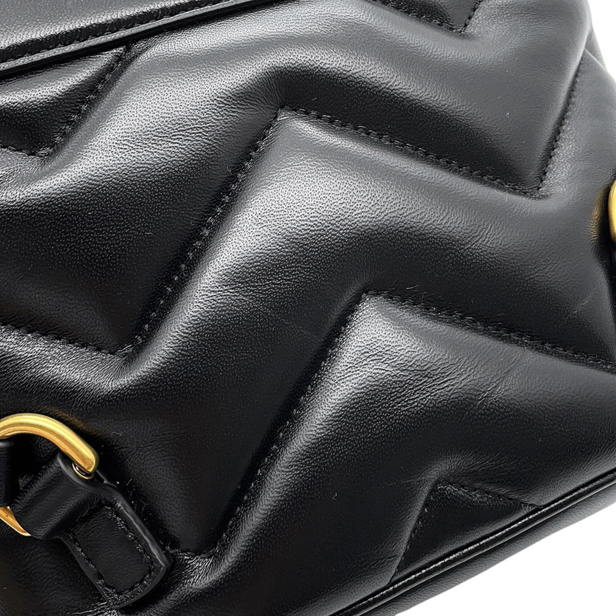Gucci GG Marmont Leather Backpack 777253, GUCCI Handbag, Black, Handbag for Women — Like New