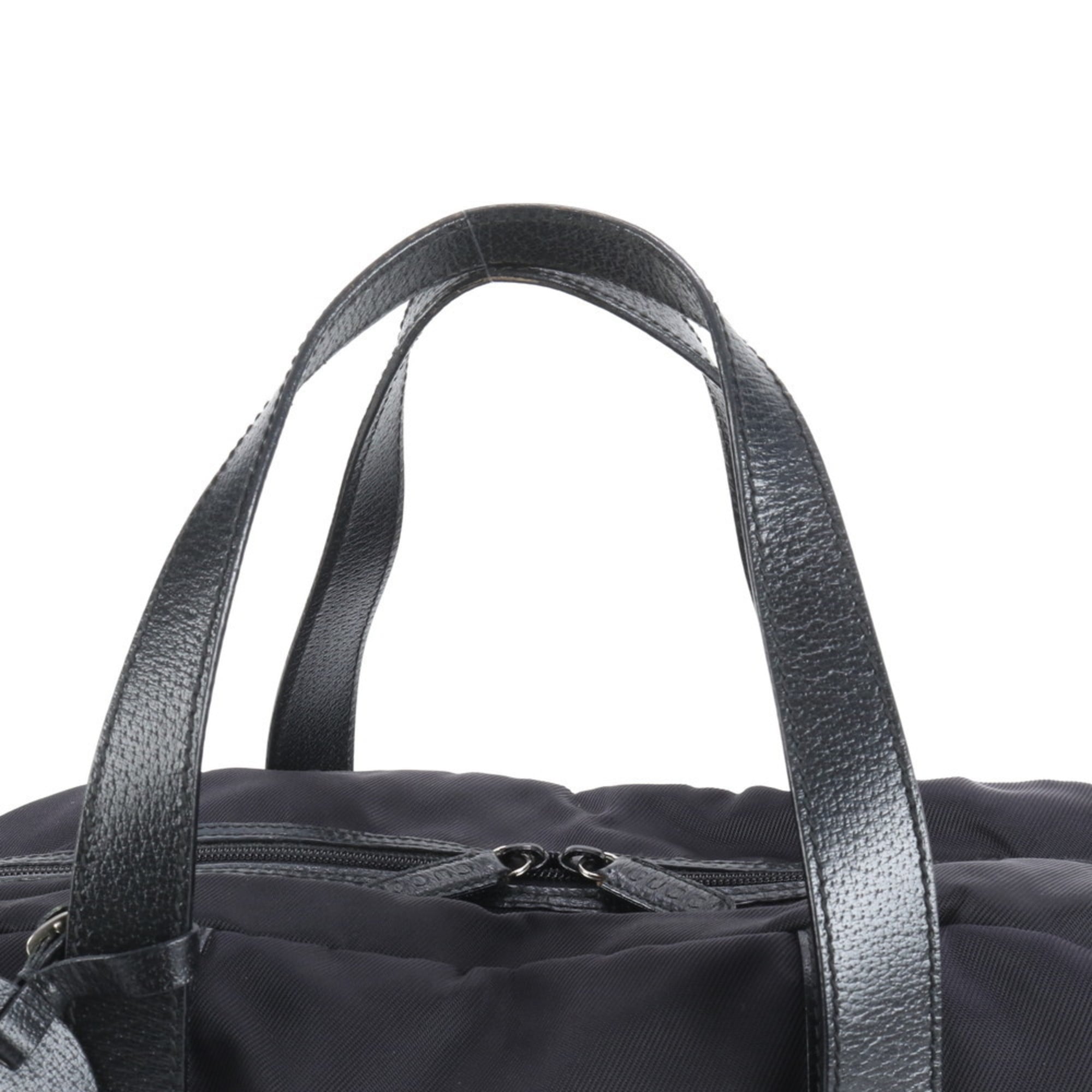 Gucci Leather 2-Way Boston Bag, Shoulder Tote Travel Black, Men's