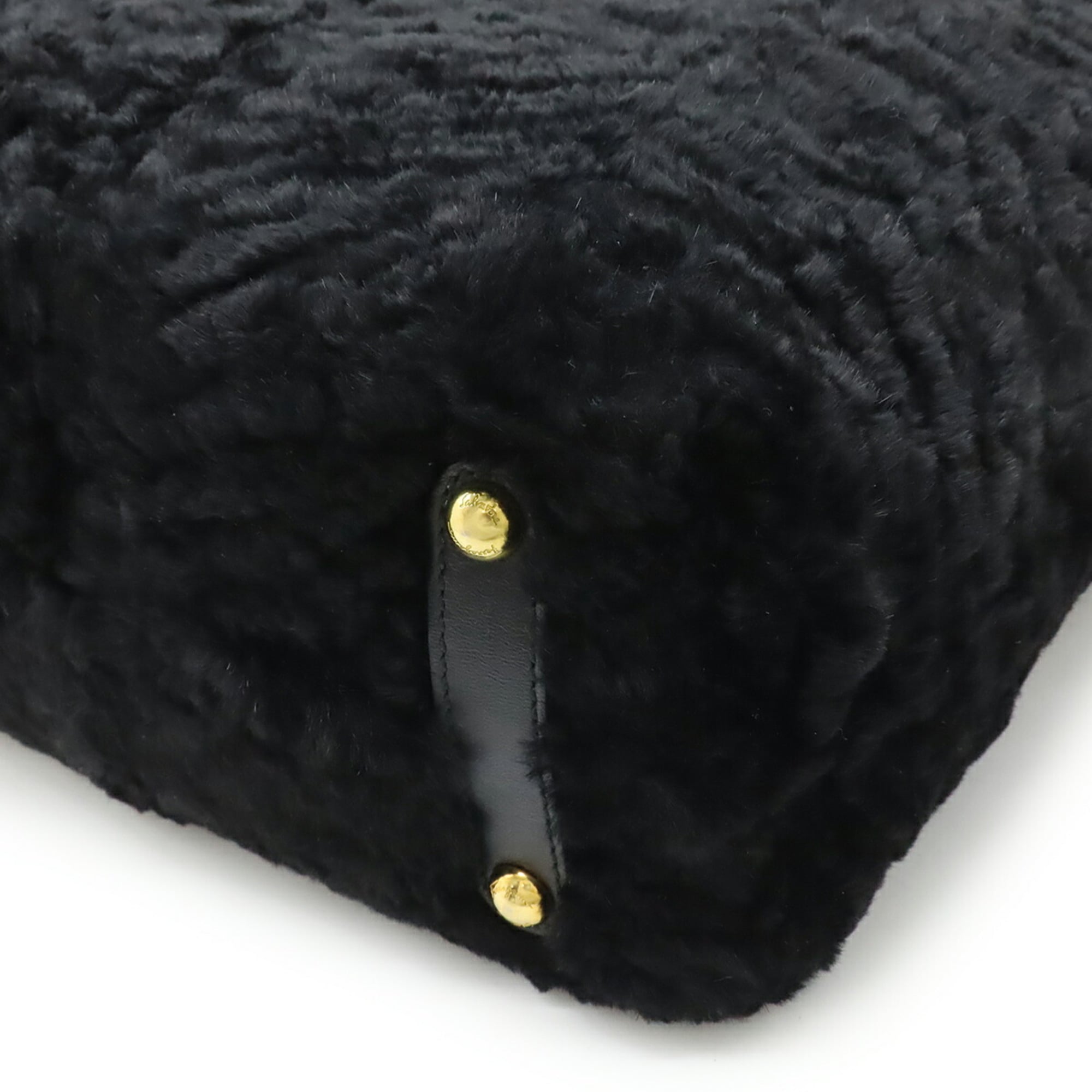 Salvatore Ferragamo Gancini handbag tote bag in black with fur FJ-21 D415