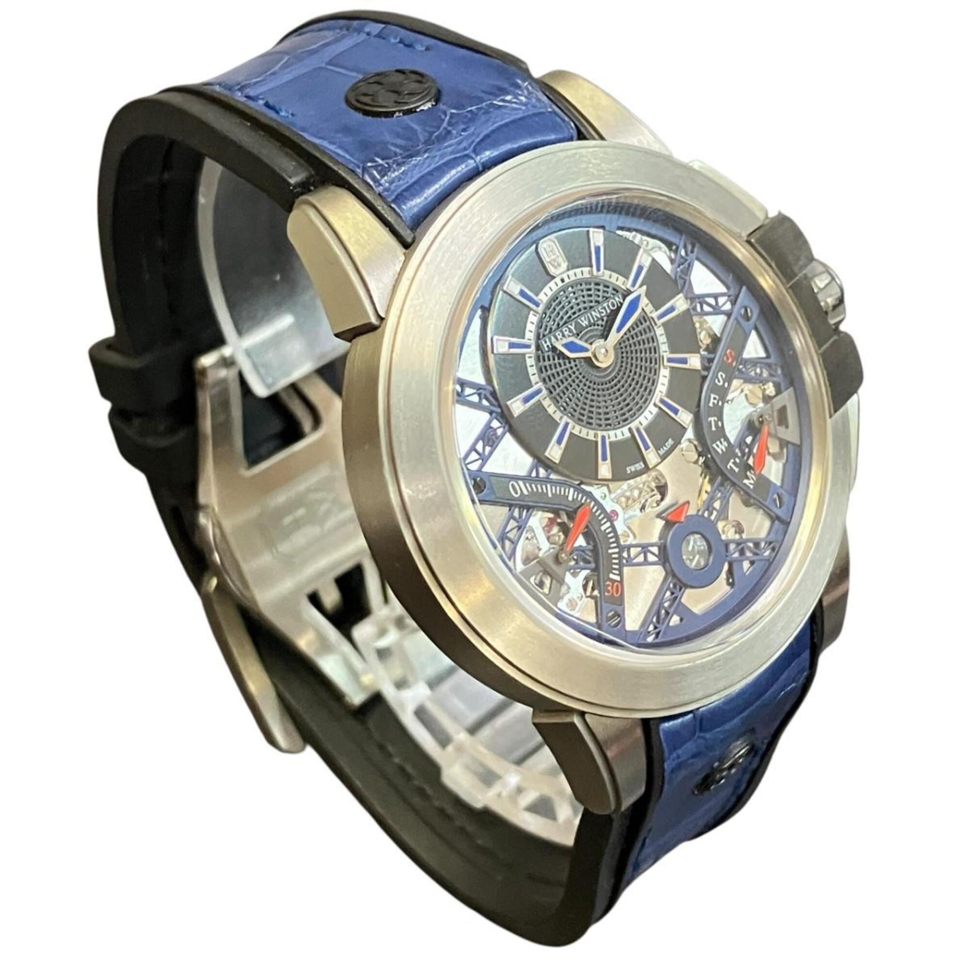 Harry Winston Ocean Project Z10, Limited Edition of 300 Pieces Worldwide, Total Weight 99.8g, Genuine Leather Strap, Automatic Movement, Silver Dial, OCEABI42ZZ001 — Very Good
