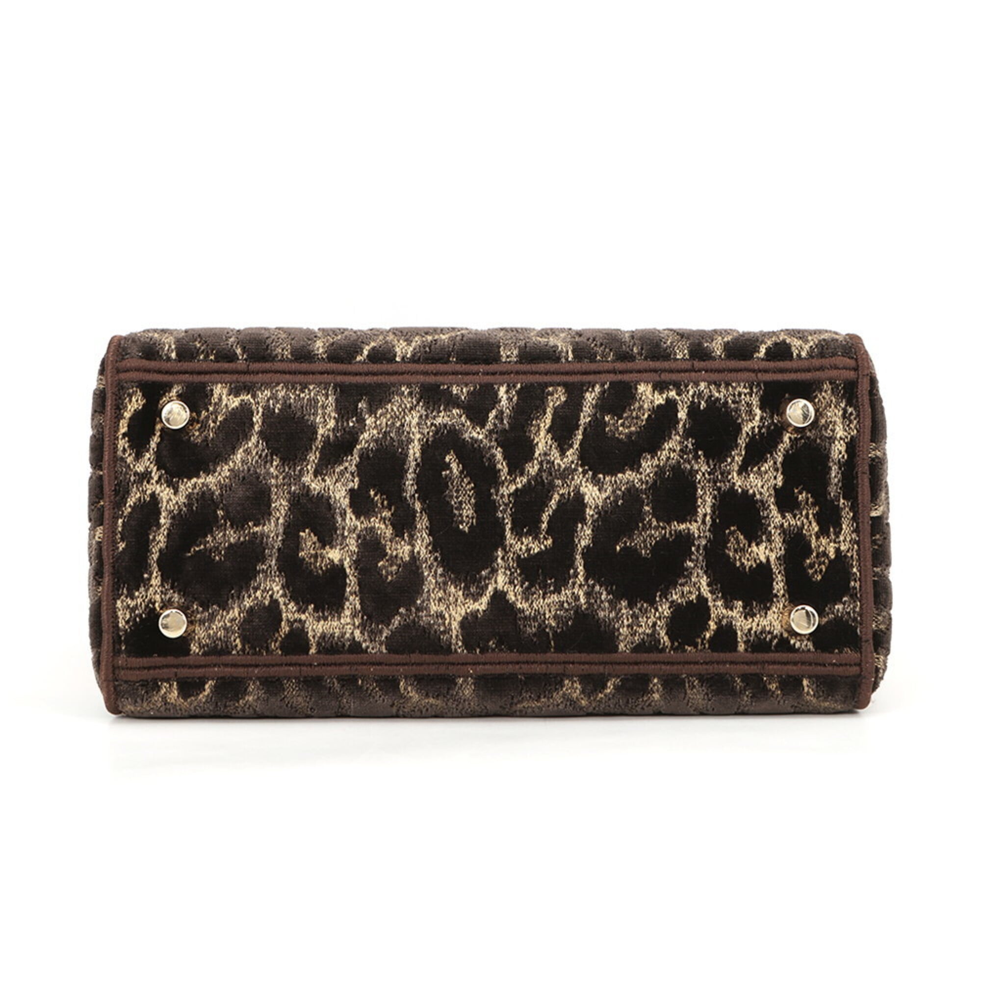 Christian Dior Lady D-Lite Medium Velvet Handbag M0565OTGT 2-way Leopard Print for Women — Like New
