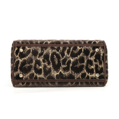 Christian Dior Lady D-Lite Medium Velvet Handbag M0565OTGT 2-way Leopard Print for Women — Like New
