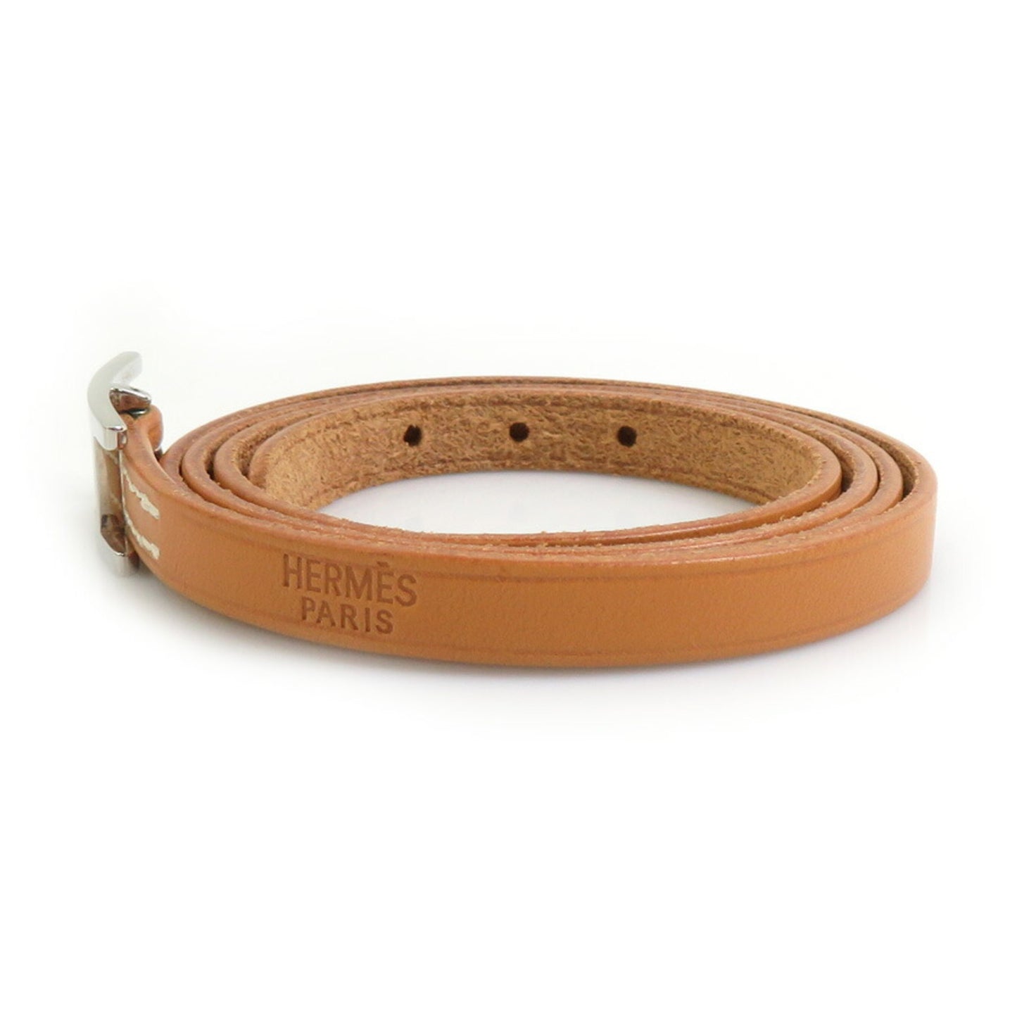 Hermes Hermès Api Leather and Metal Bracelet in Brown Silver for Men Women (e60930a)