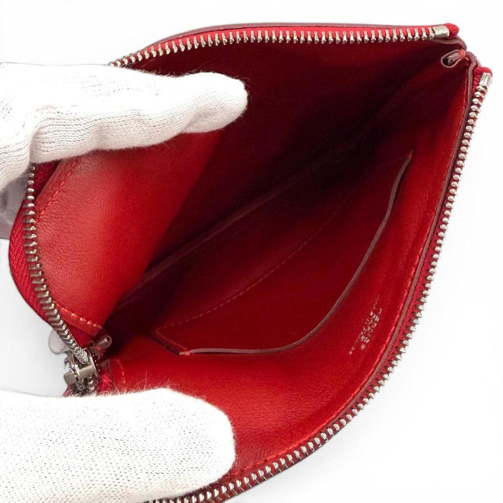 HERMES Carre Pocket Pink Veau Swift Round Zip Mini Pouch D Stamp Made in France Women's Comes with Box — Like New