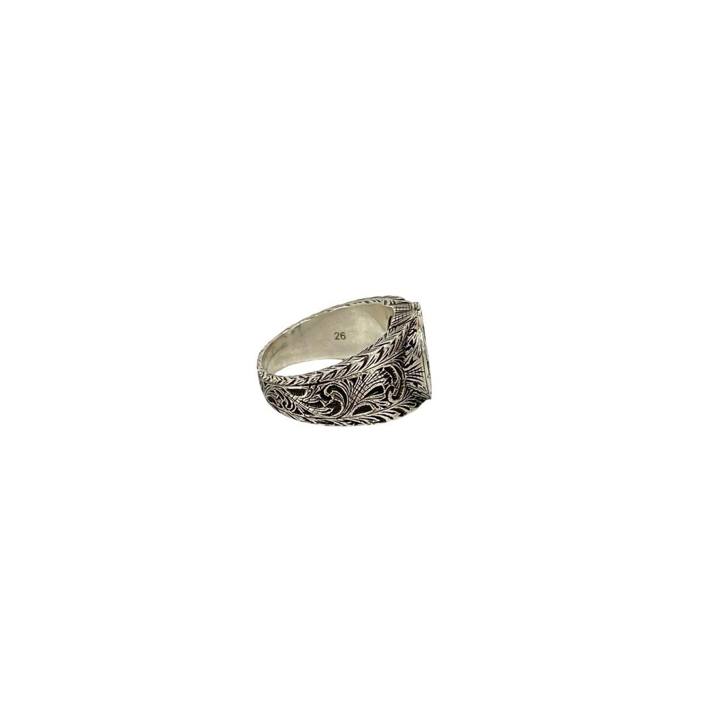 GUCCI Interlocking G Sterling Silver 925 Ring, Size 24, Men's, Silver, e2138