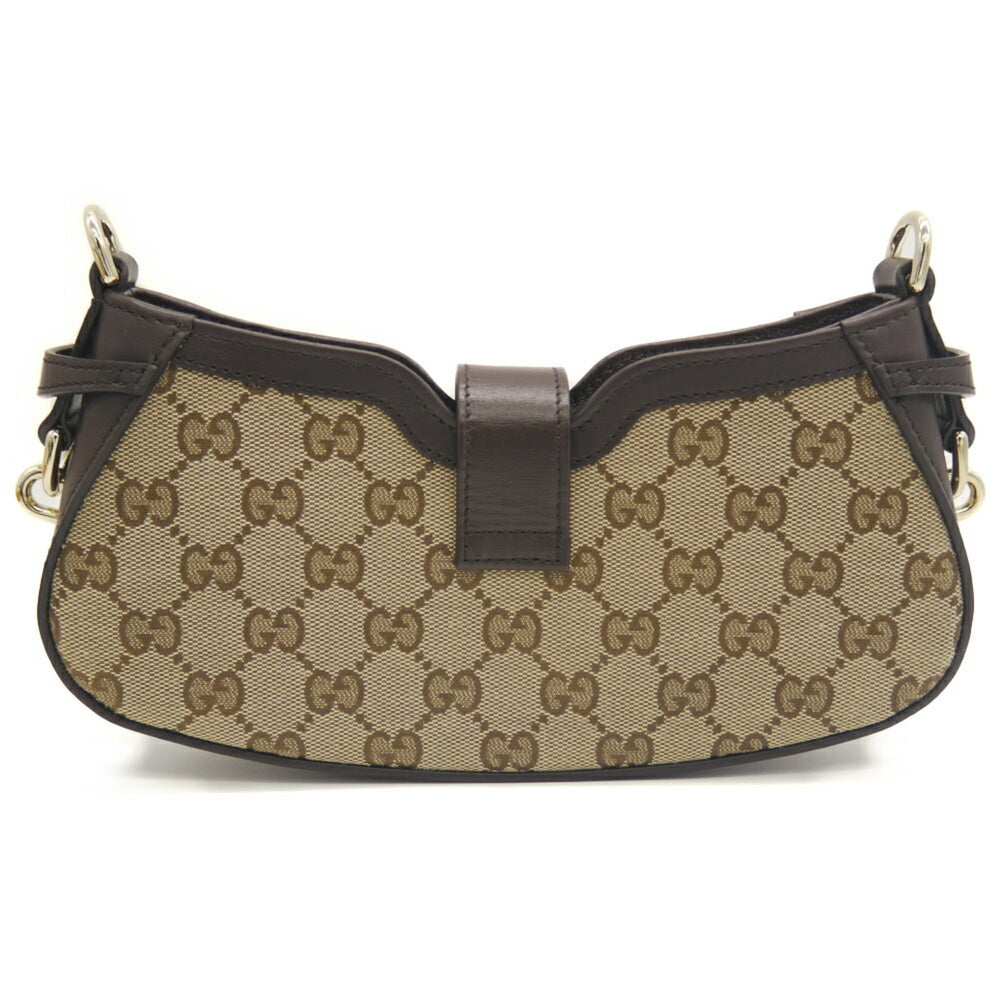 GUCCI Moonside Mini Shoulder Bag in GG Canvas with Sherry Line, Beige, 786015 525040 — Like New