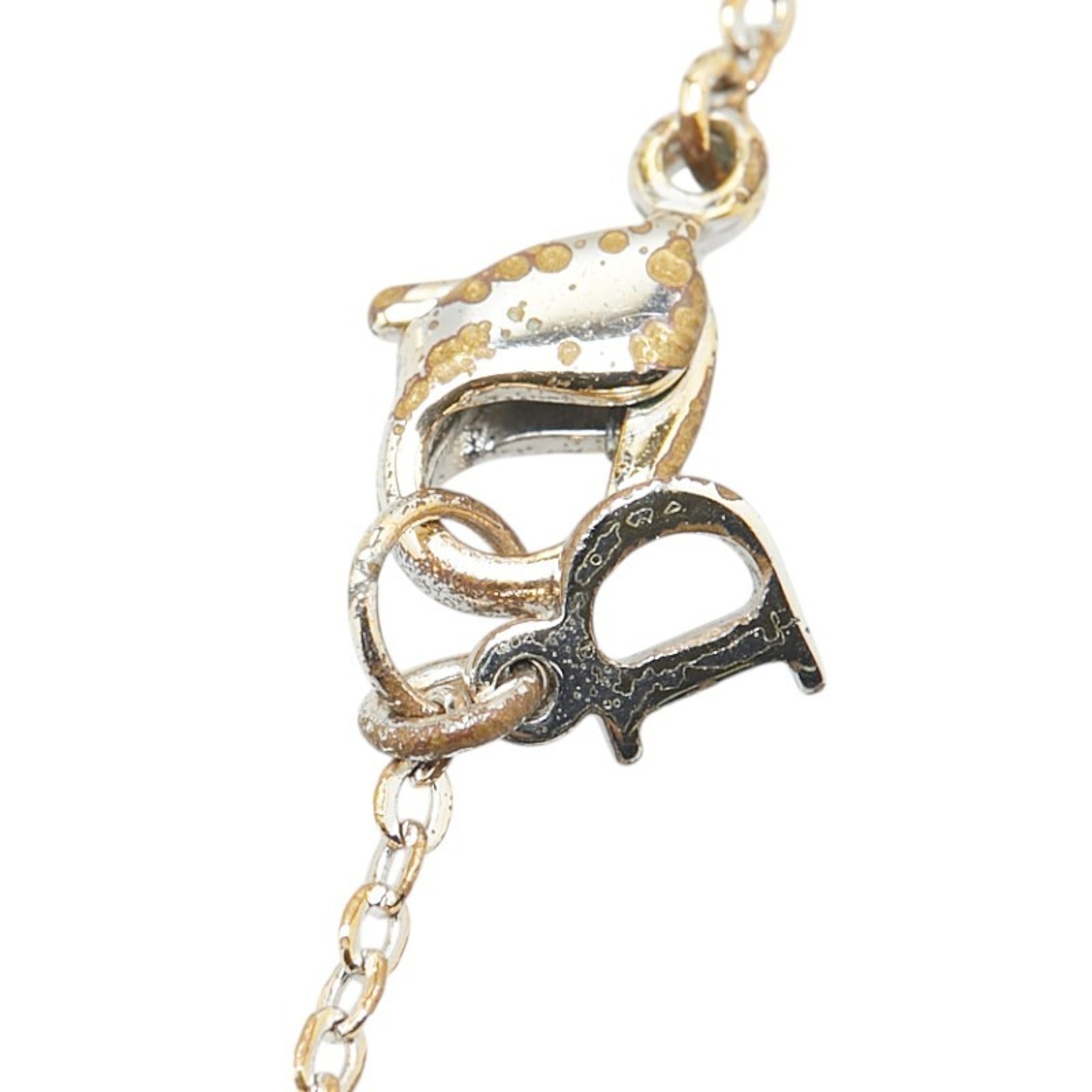 Christian Dior Dior CD logo necklace in silver and gold metal for women.