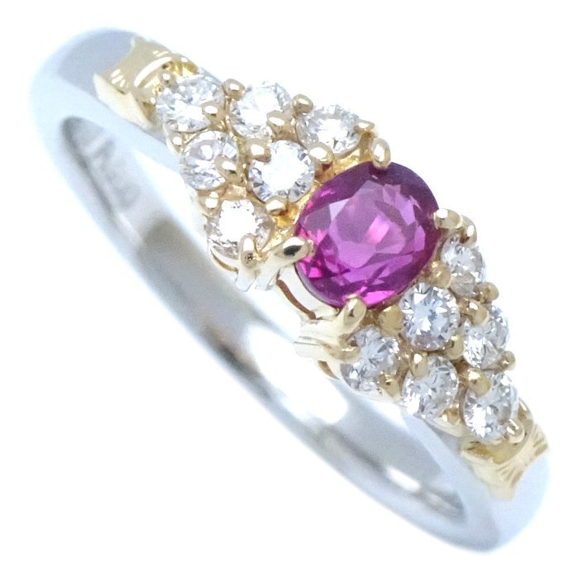 CELINE Ring, 0.34ct Ruby, 0.25ct Diamond, Pt900 Platinum x 18KYG, 292606