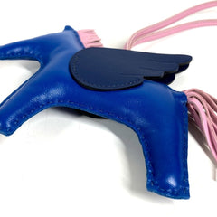 HERMES Hermes Horse Keychain Cheval Rodeo Pegasus MM Accessory Bag Charm Agneau Milo Men's Women's Blue Like New — Like New