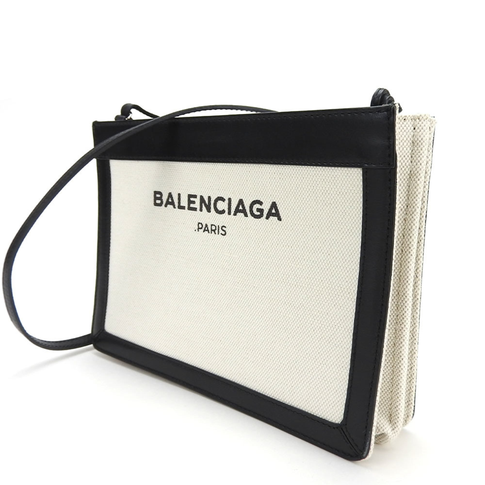 Balenciaga shoulder bag navy pochette 390641 canvas leather ivory black ladies BALENCIAGA casual