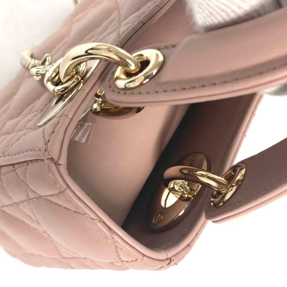 CHRISTIAN DIOR M0505ONGE_M50P Lady CHRISTIAN DIOR Cannage Chain Shoulder Bag Crossbody Bag Hand Bag Pink BeigeBased — Like New