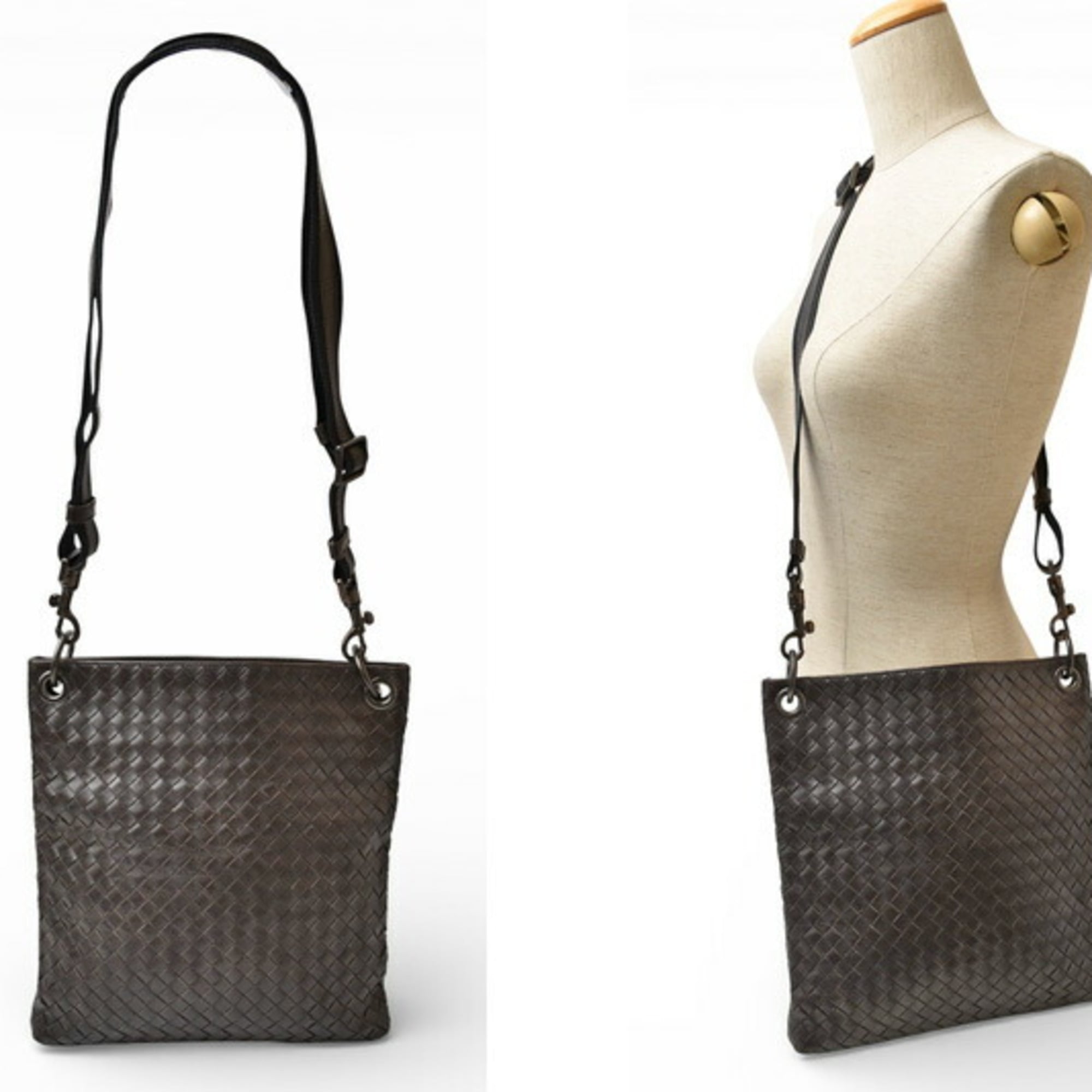Bottega Veneta Shoulder Bag, Crossbody Intrecciato VN, Dark Brown, 172726