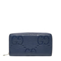 Gucci Jumbo GG Long Wallet with Round Zipper, 825958, Navy Leather, Men's, GUCCI