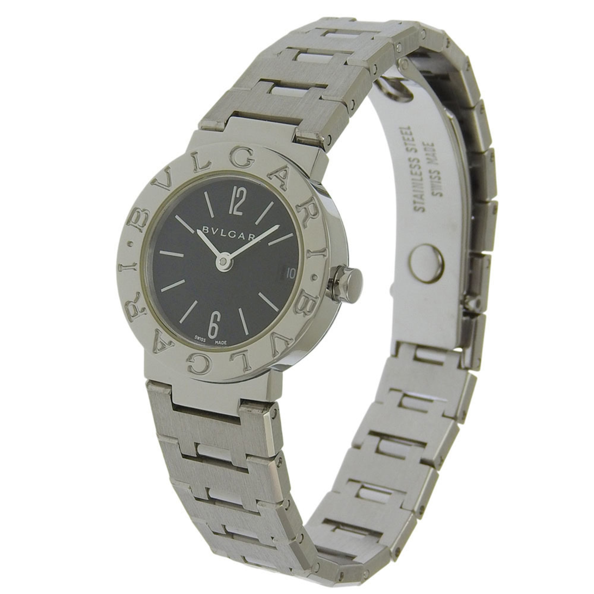 BVLGARI Watch BB23SS Stainless Steel Quartz Analog Display Black Dial Women's — Very Good
